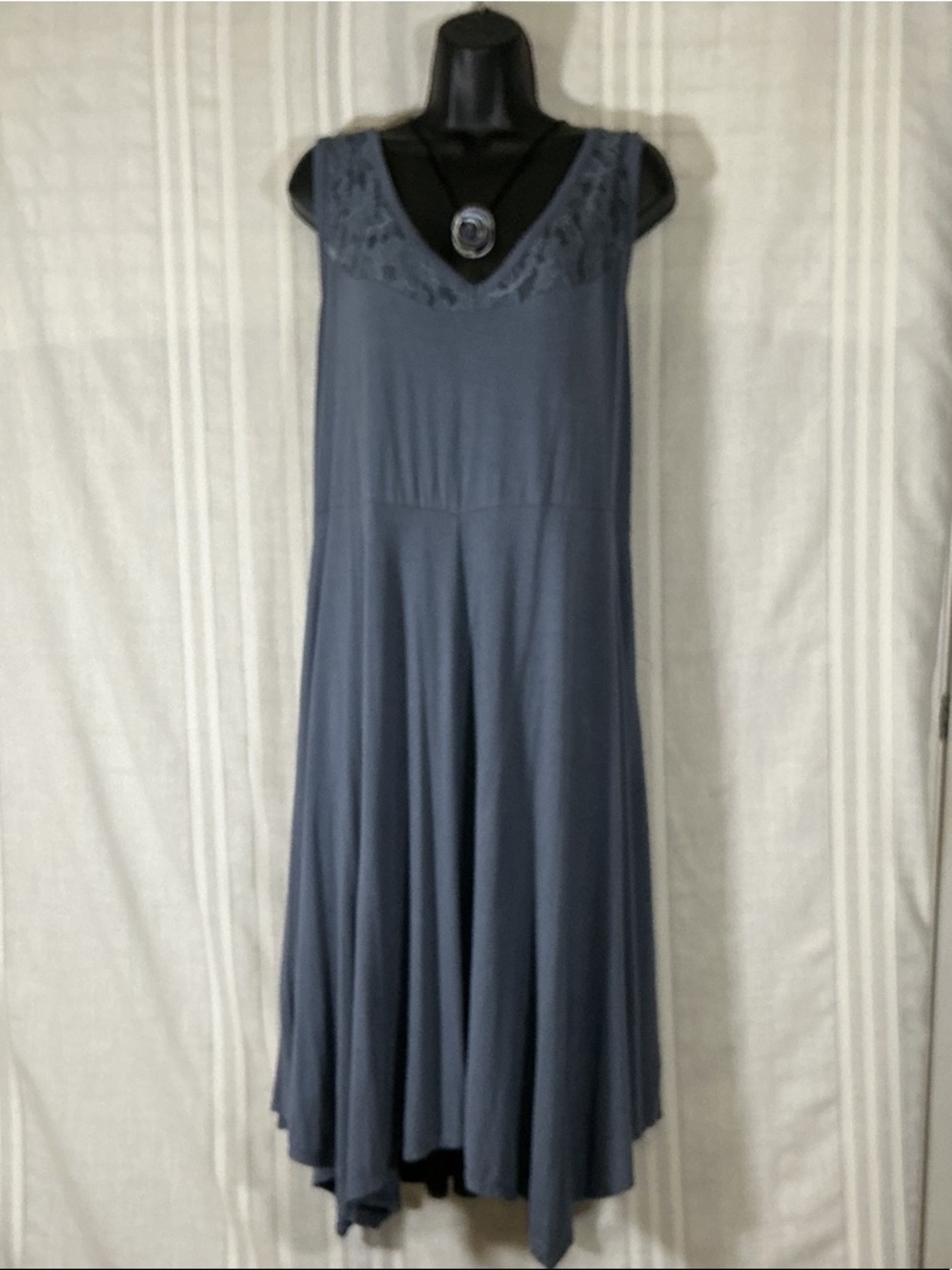 Lane Bryant Blue Lace Yoke Sleeveless Swing Dress Size 18/20 Plus